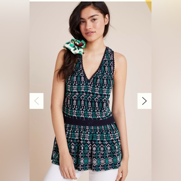 NWT Maeve Anthropologie Cammie Embroidered Peplum Tunic Top Size Medium - Picture 1 of 5